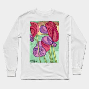 Sweet Pea Flowers Long Sleeve T-Shirt